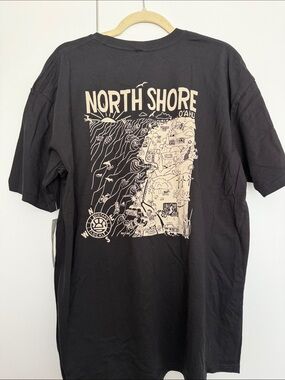 Distant Local North Shore Oahu Map Graphic Tee Men’s XL Black NWT Hawaii